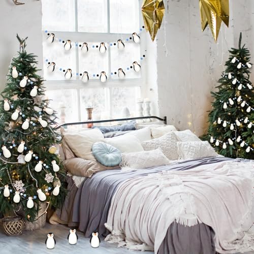 Breling Classic 2 Pack Penguin Felt Garlands - Winter Christmas Decorations