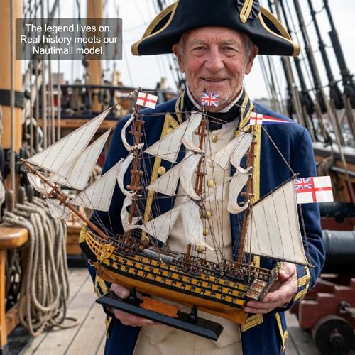 HMS Victory Model Ship, 24-Inch Handcrafted Wooden Naval Warship Display