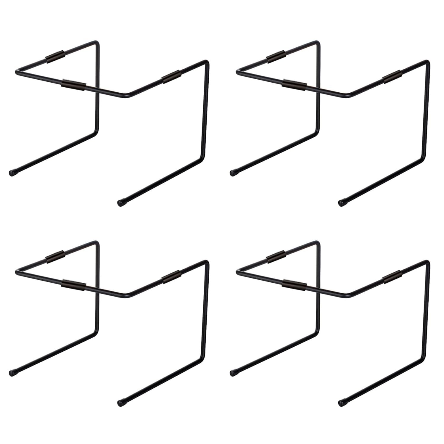 MyGift Black Metal Pizza Table Stands, Tabletop Pizza Pan Riser Food Platter Tray and Display Rack, Set of 4