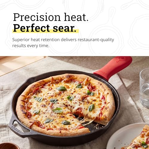 12-Inch Pre-Seasoned Cast Iron Skillet with Silicone Handle Holder