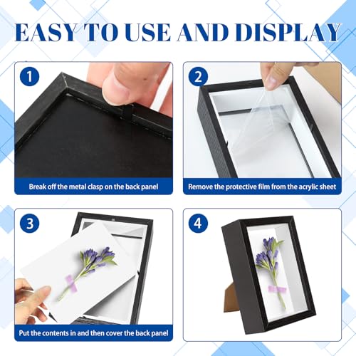 5-Pack 4x6 Shadow Box Frame Set, Wood Display Case with Acrylic Front