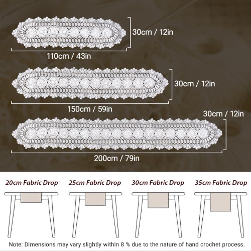 Kilofly Handmade Crochet Lace Table Runner 12 x 59 Inch White (White / 12 x 59 inch)