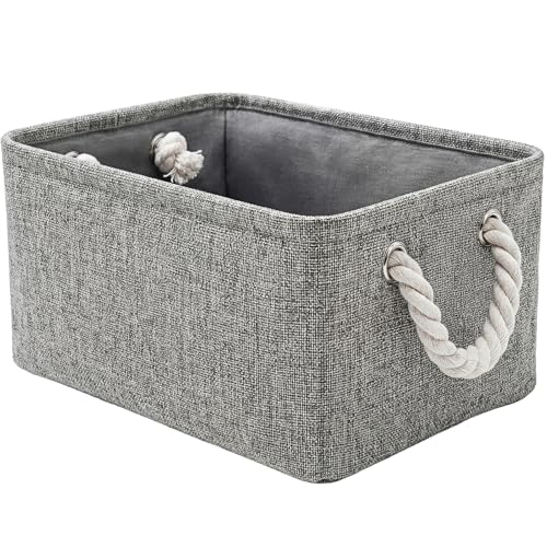 Small Fabric Storage Baskets for Shelves, 11.8x7.9x5.2 Inch Grey