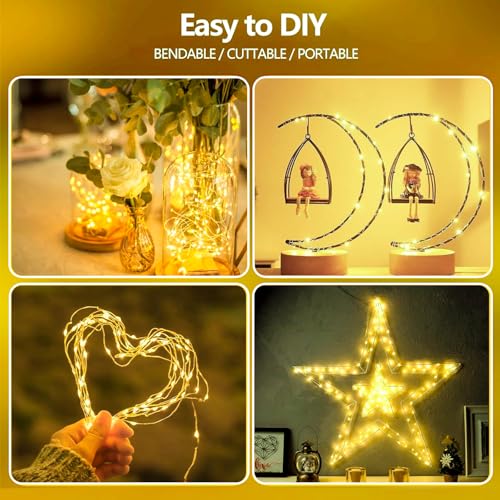 EXF 4 Pack Battery Operated Fairy Lights 16FT 50 LED Warm White String Lights