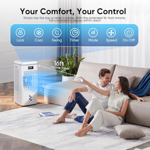 Portable Evaporative Air Cooler 3-in-1 Swamp Cooler with Water Tank