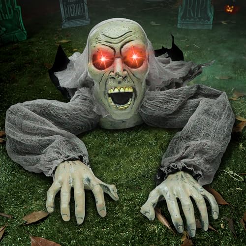 Animated Zombie Groundbreaker Halloween Decor with Sound & Flashing Eyes