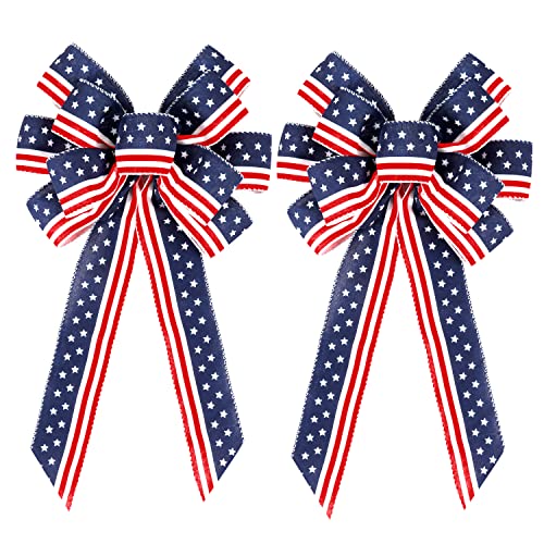 2-Pack Patriotic Wreath Bows - Red White & Blue 4th of July Decor