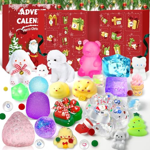 24-Day Christmas Advent Calendar with Kawaii Squishy Sensory Toys