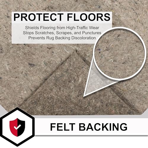 8' x 10' Felt Rug Pad - 1/4 Inch Thick Protective Floor Cushion Underlay