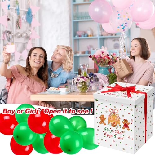 Hungdao Gingerbread Gender Reveal Box with 10 Balloons (Gingerbread Variant)