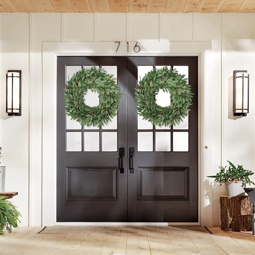 22-Inch Artificial Olive Wreath for Front Door, All-Season Greenery