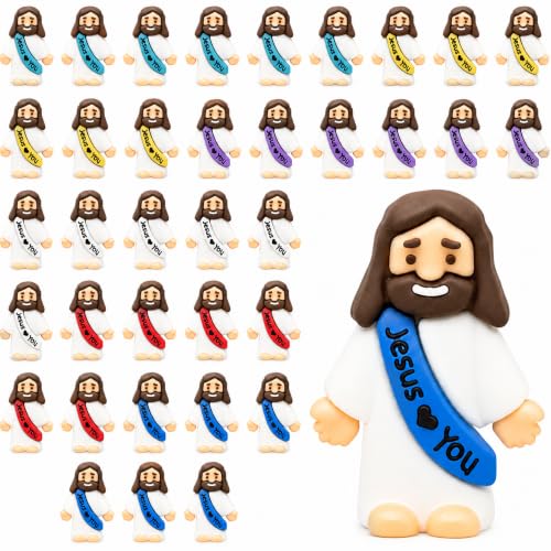 36-Pack Miniature Silicone Jesus Figurines Bulk for Party Favors and Easter
