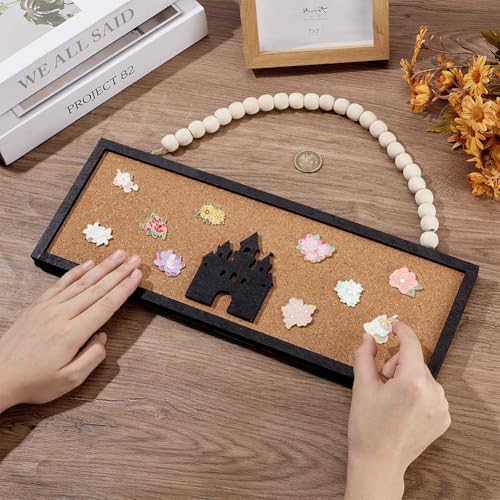 Rectangle Castle Pin Board 5.5x15 Inch Cork Bulletin Display Wall Mount