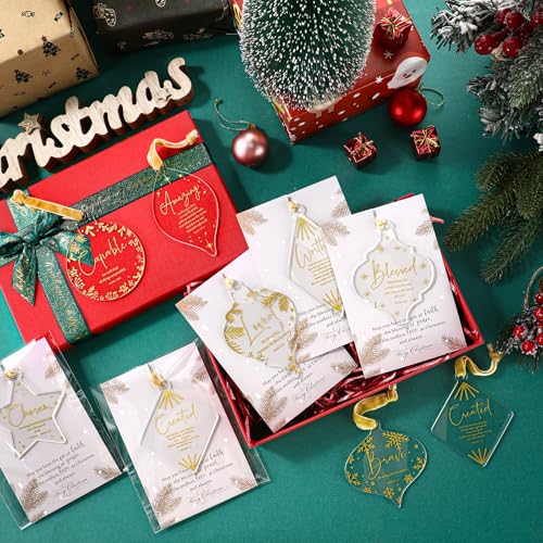 Kasyat 10 Sets Christian Tree Ornaments Bulk with Cards - Casual Design