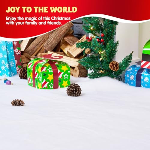 Thick White Christmas Snow Blanket Roll for Holiday Village Decor - 2 Pack