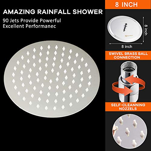 8-Inch Stainless Steel Rain Shower Head - High Pressure Rainfall Shower