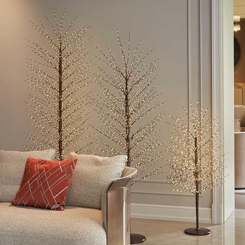 Hairui 6ft Lighted Brown Tree with Timer & Dimmer, Indoor/Outdoor Fairy Lights