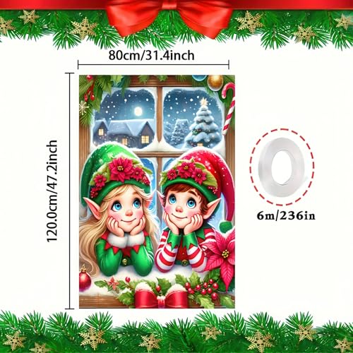 Elf Christmas Window Banner Cover 31x47 Polyester - BlissYard Christmas Elf