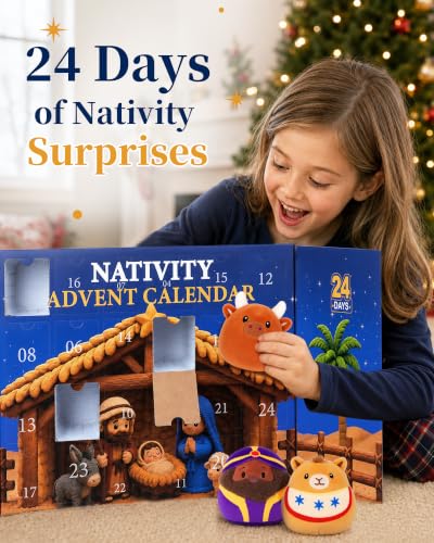 EPUMP Nativity Advent Calendar 2026 for Kids Toddlers Adults 24 Days Holiday Gift - Plush Nativity Scene