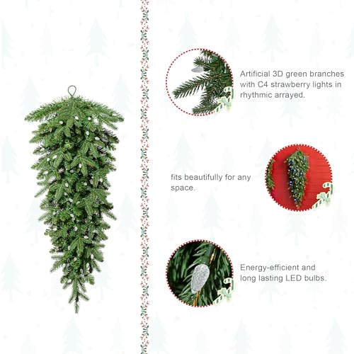 3ft Pre-Lit Artificial Christmas Teardrop Swag with LED Lights and Timer