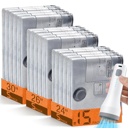 Vacuum Storage Bags with Cordless Pump 15 Pack Space Saver for Travel