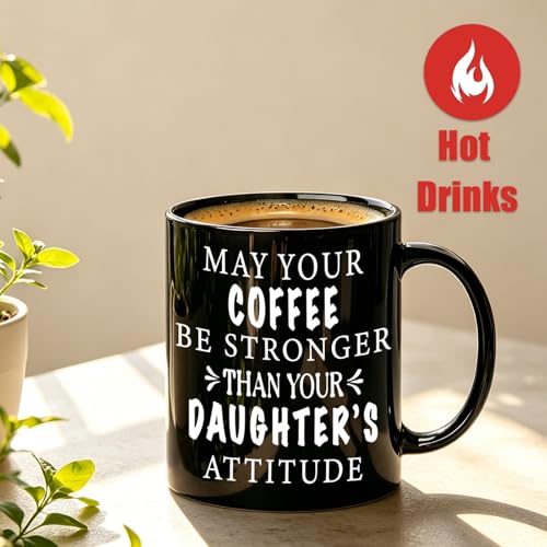 JUUNMAOO Dad Gifts Mug Black 11oz Funny Father's Day Coffee Mug from Daughter