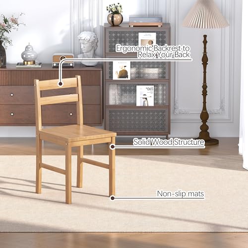 43-Inch Modern Solid Wood Dining Table Set for 4, Rectangular Natural Finish