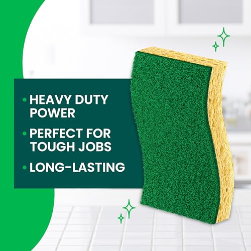 Heavy Duty Kitchen Scrub Sponges (6 Pack) - Durable Multi-Surface Scrubber