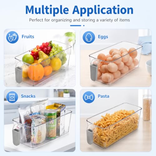 Pumtus 4-Pack Clear Ice Bins with Handles & Scoops - Refrigerator & Kitchen Storage