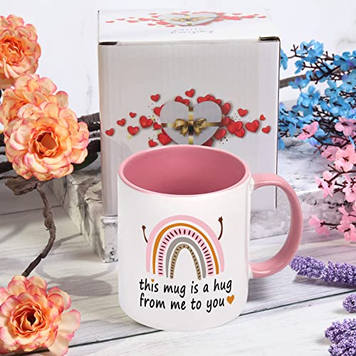 WENSSY Friendship Hug Mug 11oz Pink & White for Best Friends & Gifts