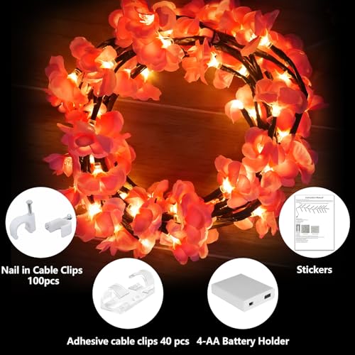 144 LED Pink Cherry Blossom Vine String Lights with Remote & Timer, 7.55ft