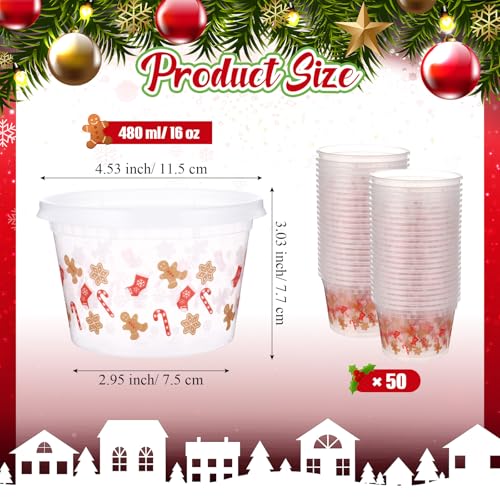 Vesici 50-Piece Christmas Food Storage Containers with Lids, Gingerbread Man Pattern