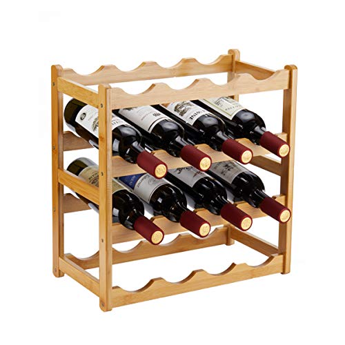 4-Tier Bamboo Wine Rack - Countertop 16-Bottle Storage Shelf