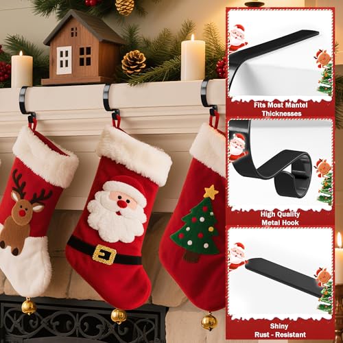 Adjustable Metal Christmas Stocking Holders for Fireplace Mantel - No Drill