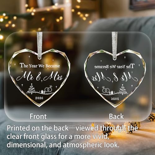 2026 First Christmas Married Crystal Glass Ornament for Couples