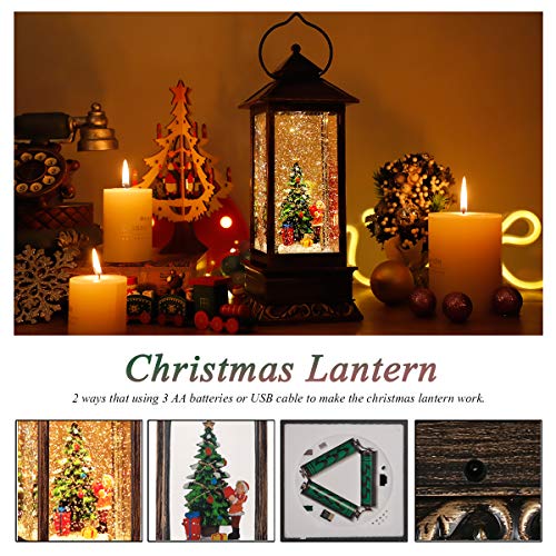 Musical Christmas Snow Globe Lantern with Timer and 8 Holiday Songs