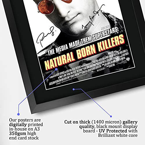 Natural Born Killers Movie Poster Signed Autograph Framed Print 16x12 Black Silver