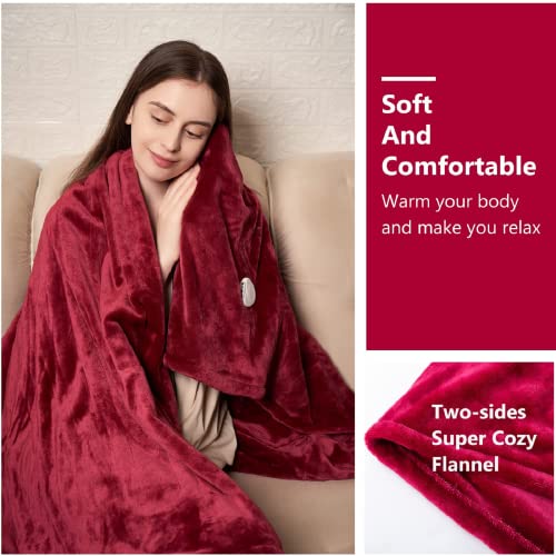 Electric Heated Blanket - Cozy Flannel Throw with Auto Off & Safety Features