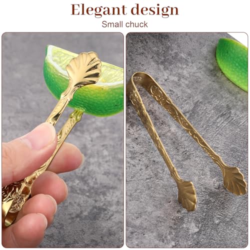 Gold Mini Serving Tongs for Ice, Desserts & Appetizers — 2 Pack