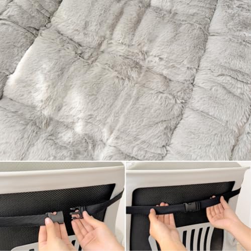 Plush Office Chair Cushion with Back Support, Non-Slip Seat Pad 18.8x35.4in