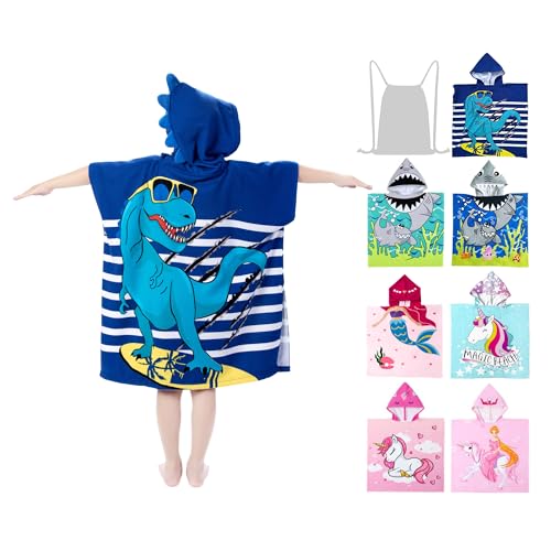 Growell Kids Hooded Beach Towel Poncho - Quick Dry Swim Cover-Up (30x30)