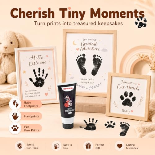 Non-Toxic Washable Baby Hand and Footprint Paint with Sponge Head - Black