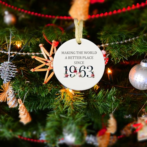 60th Birthday Gift Ornament for Women & Men - Ceramic Keepsake - Making the World a Better Place Since 1963 - 60 Years Old Gift - Variation: 60th Birthday