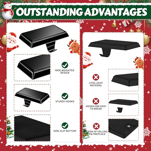 Heavy Duty Black Metal Christmas Stocking Holders for Mantle - Set of 4