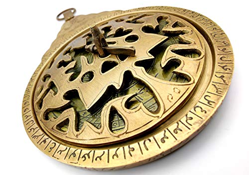 8.5-inch Brass Arabic Astrolabe Wall Decor - Antique Replica for Home & Gifting