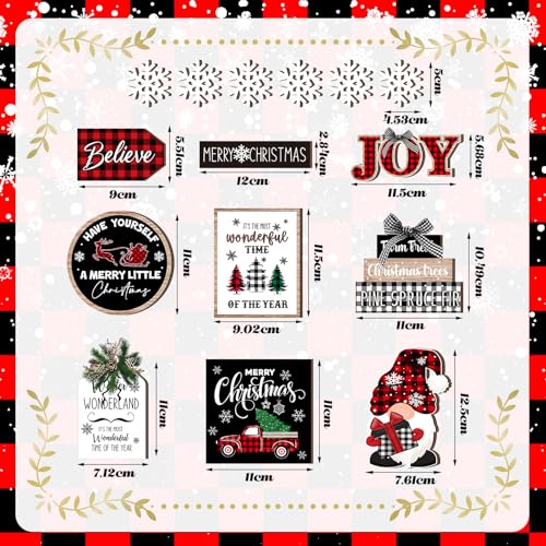 Christmas Tiered Tray Decoration Set - 15 Wooden Kitchen Home Decor Signs