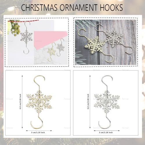 Snowflake Christmas Ornament Hooks - 20 Pack Metal Tree Wire Hangers