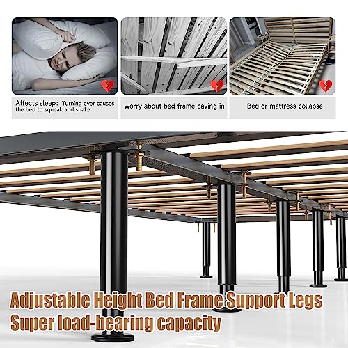 Adjustable Bed Frame Support Legs - 13.8 to 23.6 Inch Heavy Duty Metal Kit