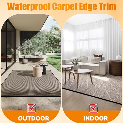 10ft Self-Adhesive Carpet Edge Trim, Waterproof PVC Rug Protector, Black