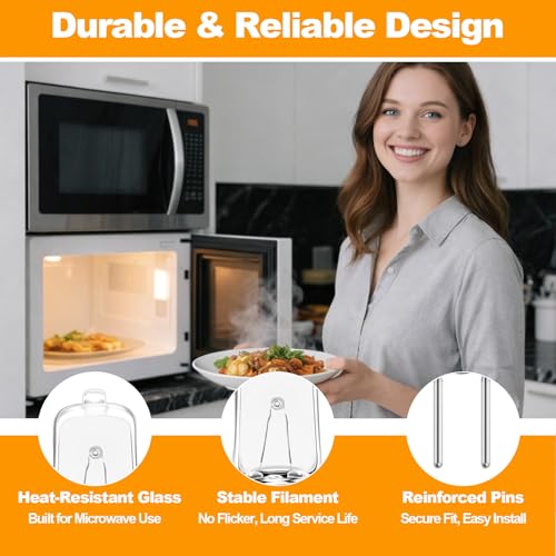 G8 Halogen Microwave Light Bulbs, 130V 50W, 2-Pack for Over-Range Ovens